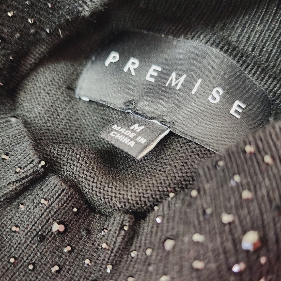 Premise Women's Mock Neck Mesh Rhinestone Sleeveless Knit Top-(Medium)EUC - Picture 6 of 6